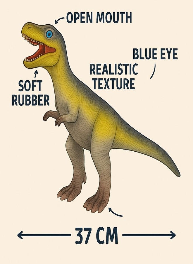 DTR Creation Tyrannosaurus Rex Dinosaur Toy ? 37 cm Realistic Dino Figure, Grey with Yellow Belly, Soft Rubber Prehistoric Animal Model for Kids - Image 4